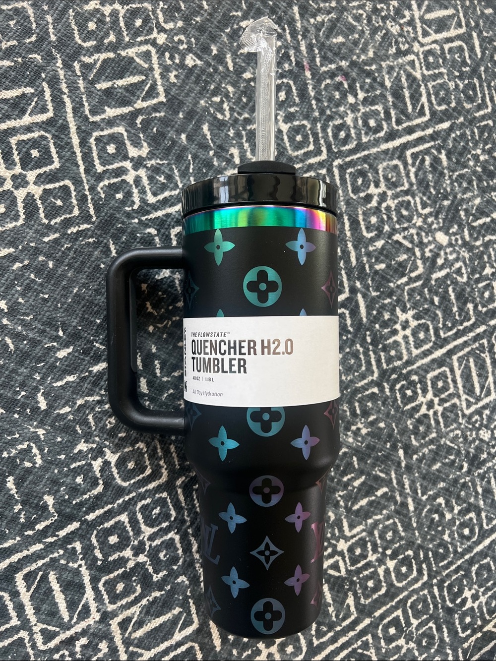 Stanley Quencher H2.0 Tumbler with Iridescent Monogram